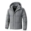 Chaqueta de algodón cálida corta de color liso con capucha, ajuste holgado, talla grande para hombre, nueva de invierno, transfronteriza