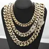 Hip-Hop Europeo y Americano Transfronterizo Collar Cubano Brillante de Oro de 14K Joyería de Moda de Alta Calidad para Hombres Collar Personalizado Personalización