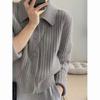 Cárdigan de Punto Kaning Simple con Cuello Polo Corto para Mujer 2026 Otoño Nuevo Estilo Coreano Top Corto de Color Sólido