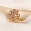 Anillo Giratorio de Trébol de Cuatro Hojas de Artesanía Fina Estilo TikTok Transfronterizo para Mujeres, Anillo Abierto Versátil de Moda para Dedo Índice, Estilo Popular