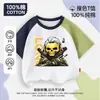 Nueva Camiseta de Manga Corta Delta Action Clothing para Niños Algodón Puro Casual Weilong Manga Media Lobo Rojo Top Holgado Verano