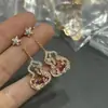 Pendientes con Forma de Calabaza Qijia de Plata de Ley 925 de Alta Calidad con Nácar Blanco, Malaquita, Ágata Roja, Colgantes de Oro Rosa para Orejas