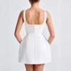 Kaikuo Primavera e Verão 2025 Exportação Amazon Vestido Feminino Elegante Elegante Decote U Cor Lisa Cintura Fina Sem Mangas