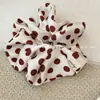 Scrunchie de Cetim Vermelho com Bolinhas, Estilo Coreano, Moderno, com Toque de Luxo, Elástico Elegante para Rabo de Cavalo