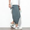 Pantalones Cortos de Lino para Hombre de Verano Modernos Sueltos Tallas Grandes Pantalones Cortos Pantalones de Playa Pantalones de Pierna Ancha Pantalones Linterna Pantalones Cortos