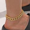Joia de Pé Hip Hop Europeia e Americana Cheia de Diamantes Cuban Foot Hiphop Moda Masculina Diamante Pé Punk Joia
