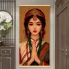 Dropshipping de Pinturas Decorativas Estilo Chino con Belleza de Joven Piadosa de Xizang, Adecuado para Salones de Té, Salas de Estar, Casas de Huéspedes y Dormitorios
