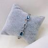 Plata S925 chapada en platino con incrustaciones (Topacio azul Londres) pulsera