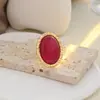 Joyería Transfronteriza Europea y Americana, Anillo Abierto Cuadrado de Piedra Preciosa Degradada Estilo Vintage, Anillo de Ojo de Gato con Diseño Ins