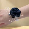 Ramillete de muñeca para novia, damas de honor, grupo nupcial, ramillete de muñeca, ojal, recuerdos de fiesta, flores de muñeca para baile infantil