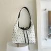 Bolsa Balde Doce Bolsa Feminina 2025 Nova Bolsa de Ombro com Laço de Verão Literária Casual Bolsa Tote Portátil