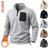 Moletom masculino novo de inverno estilo europeu e americano transfronteiriço, quente para atividades ao ar livre, peso pesado, forrado com fleece, design com zíper catiônico