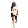 D9372 Amazon Caliente Moda Casual Europea y Americana para Mujer Patrón Sólido Estampado Mangas Cortas Pantalones Cortos Conjunto de Dos Piezas