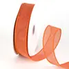 Cinta de dar forma tipo arpillera con borde de alambre de color cruzado Nudo de lazo para empaque de caja de regalo de Navidad Accesorios decorativos hechos a mano