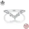 Anillo original Aifuler s925 plata de ley forma de V iris moissanita brillante anillo simple versátil joyería para mujeres