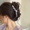 Para cabelos grossos, presilha de tubarão acrílica da moda, presilha de cabelo francesa fofa em formato de coração, presilha de garra com laço elegante para mulheres
