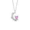 Colar de Prata Esterlina Estrela da Lua 925 Moda Feminina Coringa Rosa Zircônia Clavícula Cadeia ins Love Pingente