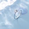 Anillo Aerochi de Plata S925 Estilo Coreano Simple y Fresco con Forma de Abanico Joyería Dulce para Dama con un Solo Diamante Hoja J6466