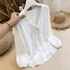 Blusa com babados estilo outono, elegante e fashion para mulheres, modeladora, versátil e que rejuvenesce, top de manga comprida, novo design estilo francês