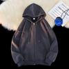 Casaco de lã com capuz multicolorido e zíper, cor sólida, outono e inverno, novo, forrado de lã, grosso, europeu e americano, versátil, casual, com capuz, para homens e mulheres