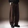Pantalones casuales para hombre de pana gruesa estilo americano de alta gama, pierna recta holgada, pierna ancha, estilo papá para otoño
