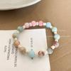 Pulseira de Contas de Pedra Shoushan com Contraste para Mulheres Verão ins Luxo Leve Design de Nicho Pulseira Elástica Pulseira Popular de Celebridade da Internet