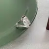 Anillo de plata de ley S925 con circonita aurora de moda para mujer, huevo de paloma, anillo delicado con apertura ajustable, anillo para dedo de comida personalizado
