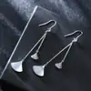 Pendientes Coreanos Largos y Cortos con Doble Forma de Abanico e Incrustaciones de Diamantes Geométricos, Accesorios para Orejas con Aguja de Plata 925, Elegantes y Únicos, Exclusivamente para Ventas Transfronterizas