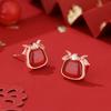 Pendientes originales de oveja de la suerte con doce signos del zodíaco en plata de ley, moda nacional, nuevos pendientes de ágata roja china del zodíaco.