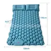 Cojín inflable de presión manual rápida para acampar al aire libre, colchón individual doble, equipo de camping portátil, cojín a prueba de humedad con almohada