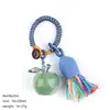 Chaveiro de maçã de cristal natural 20mm transfronteiriço pingente trançado Véspera de Natal decoração de bolsa de maçã de ágata