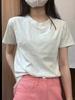 Top Versátil de Algodón Puro para Mujer, Manga Corta, Hombro Normal, Blanco, 2026 Verano, Simple, para Ir al Trabajo, Ropa Interior, Camiseta Básica Holgada