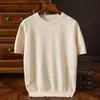 Camiseta de manga corta para hombre, estilo coreano moderna de cuello redondo y manga corta, ropa de punto lisa ajustada para hombre de primavera y otoño, camisa de punto elegante