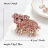 Nuevo Broche de Animal Rosa con Pedrería, Broche de Cerdo Rosa, Moderno y Exquisito, Accesorio Versátil para Ropa