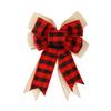 Fábrica personalizada vermelho e preto xadrez fio fio borda de Natal arco pinha pinha decoração de Natal linho laço