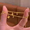 Novo Pulseira de Borla Orquídea Estrela de Camada Dupla Feminina Nicho Estilo Ins Alto Valor Alta Qualidade Retrô Exquisite Pulseira