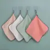 Merbau Cuadrado Pequeño Toalla Paño de Limpieza para Cocina Engrosado Absorbente Cuerda para Colgar Felpa de Coral Paño para Platos Toalla de Mano No Grasosa