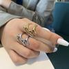 Anillo de Moda de Estilo Europeo y Americano Asimétrico Geométrico con Textura de Metal para Mujer Estilo Callejero Personalizado Estilo Hong Kong Anillo Abierto