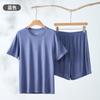 Pijama Casual Sencillo para Pareja para Mujer, Ropa de Casa Fina de Modal, Conjunto de Manga Corta y Shorts, Pijama de Pareja para Verano