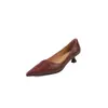 Zapatos de trabajo básicos versátiles de tacón medio de piel de oveja 2026 punta fina de cuero genuino, zapatos de salón bajos para mujer, disponibles en varias tallas, retornables