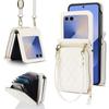 Samsung Z Flip8 Pequeño Estilo Chanel Cruzado Plegable Portatarjetas Grande Funda para Teléfono Adecuado para Huawei/Oppo/Moto Funda de Cuero
