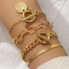Joyería transfronteriza europea y americana hip hop cadena de hueso de serpiente barra popular traje de pulsera metal vintage cadena de hebilla OT pulsera para mujer