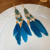 Pendientes bohemios con forma de gota de agua, hojas y plumas, estilo étnico retro, elegantes y de alta gama para mujer.