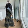 Conjunto de Primavera y Otoño para Niñas 2025 Nueva Moda Estilo Coreano Moderno Pantalones Cargo con Estampado de Leopardo para Niños Mayores