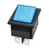 Interruptor con Forma de Barco Kcd4 Kc Certificado Coreano Azul Transparente Sin Luz 4 Pines 2 Velocidades Alta Corriente Punto Plateado 16A250V