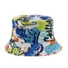 Comércio Exterior Primavera e Verão Novo Chapéu de Pescador Dupla Face Chapéu Feminino Estampa Grafite Combina com Tudo Chapéu Casual Masculino para Exterior