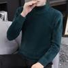 Suéter de terciopelo de visón sintético de invierno para hombre, suéter cálido de cuello alto medio, suéter de color sólido con parte inferior gruesa para hombre