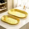 Bandeja de lujo chapada en oro con patrón tejido de rosas, plato para frutas para sala de estar en casa, bandeja para té y bocadillos, venta al por mayor