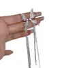 Aretes tipo ear cuff de borla de perlas estilo francés para mujer sin perforaciones, ear cuffs de mariposa, diseño de nicho, aretes elegantes de alta gama