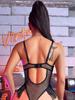 Fornecimento transfronteiriço Comércio exterior europeu e americano Lingerie sexy feminina apertada couro sintético peça única zíper transparente roupa íntima 8209